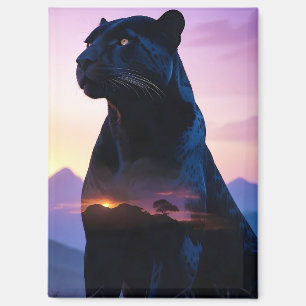 Leopard Double Exposure Animal Nature Wilderness Magnet