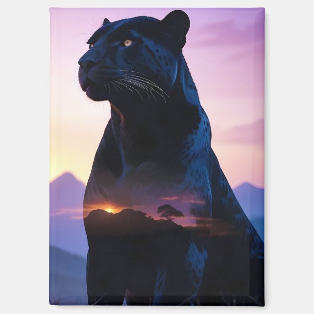 Leopard Double Exposure Animal Nature Wilderness  Magnet (Front)