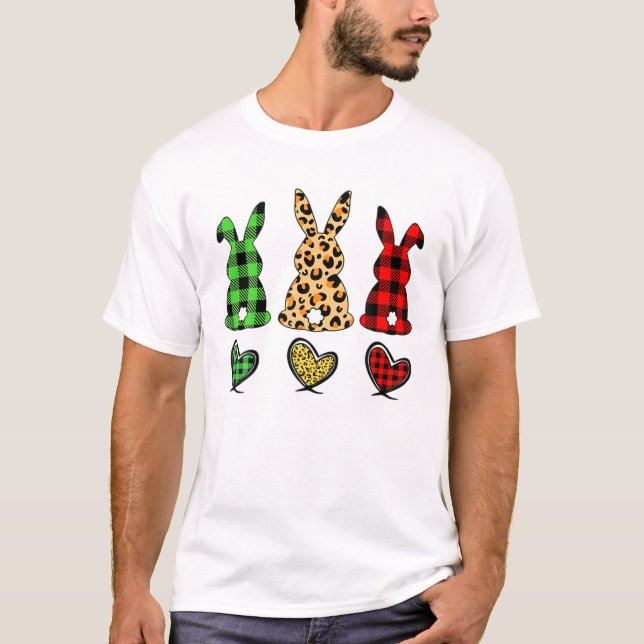 Leopard Easter Bunny Rabbit Trio Cute Easter Day 1 T-Shirt (Front)