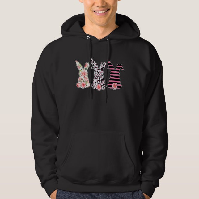 Leopard Easter Bunny Rabbit Trio Cute Easter Day 5 Hoodie (Front)