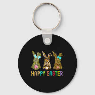 Leopard Easter Bunny Rabbit Trio Cute Easter Day Key Ring