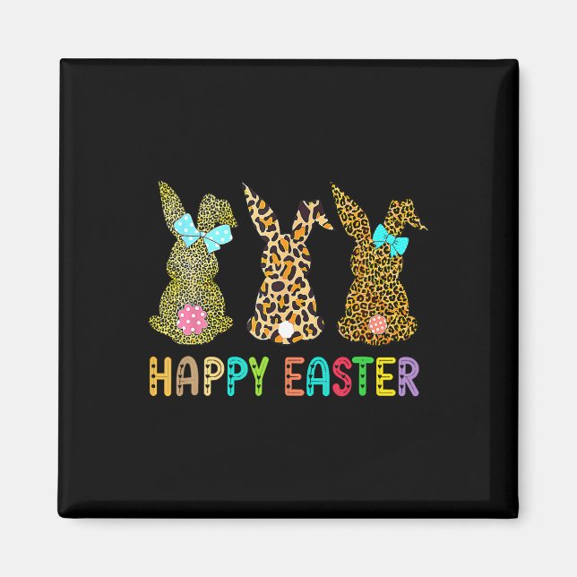 Leopard Easter Bunny Rabbit Trio Cute Easter Day  Magnet (Front)