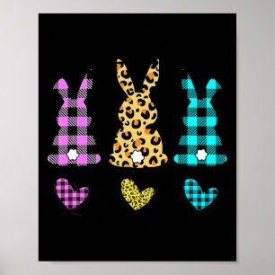 Leopard easter bunny rabbit trio cute easter day  poster