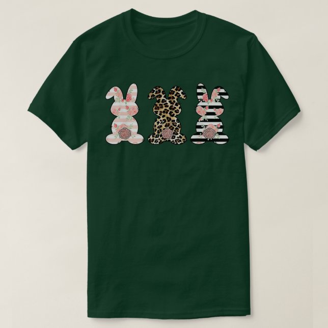 Leopard Easter Bunny Rabbit Trio Cute Easter Day  T-Shirt (Design Front)