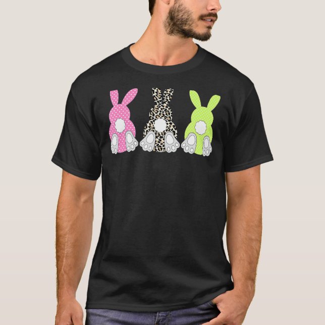 Leopard Easter Bunny Rabbit Trio Cute Easter Day T T-Shirt (Front)