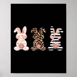 Leopard Easter Bunny Rabbit Trio Cute Easter  Poster