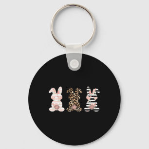 Leopard Easter Bunny Rabbit Trio Cute Easter Swea  Key Ring