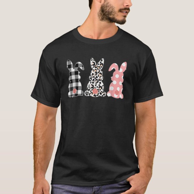 Leopard Easter Bunny Rabbit Trio Cute Easter T-Shirt (Front)