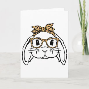 Leopard Easter Day Bunny Face Sungles Easter  Card