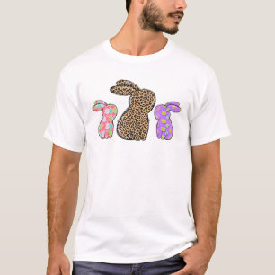 Leopard Easter Eggs Bunny Rabbit Trio Cute Womens T-Shirt