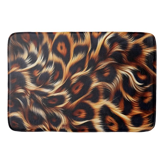 Leopard Edge: Add Exotic Flair to Your Shower Bath Mat (Front)