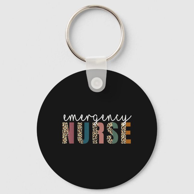 Leopard Emergency Nurse ER Trauma Emergency Key Ring (Front)