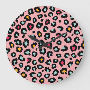 Leopard Exotic: Colourful Seamless Fun. Large Clock
