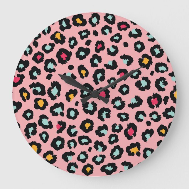 Leopard Exotic: Colourful Seamless Fun. Large Clock (Front)