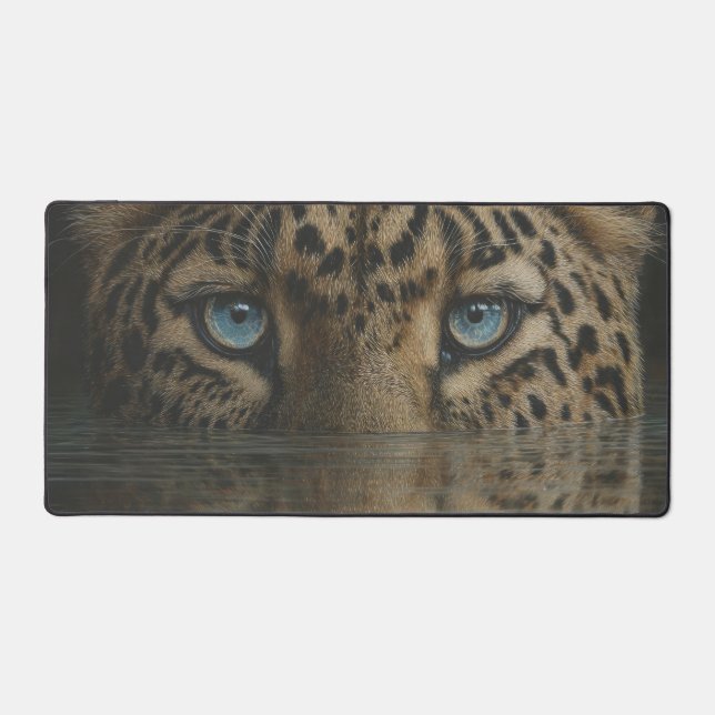 Leopard Eyes Above Water Artwork Desk Mat (Front)