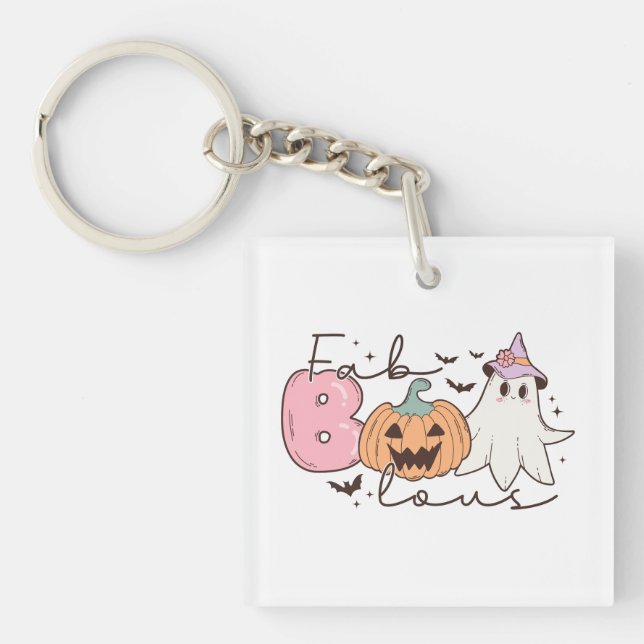 Leopard Fab Boo Lous Halloween Key Ring (Front)