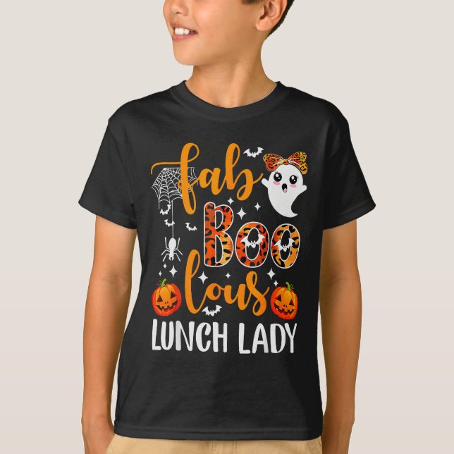 Leopard Fab Boo Lous Lunch Lady Matching Group Tee (Front)