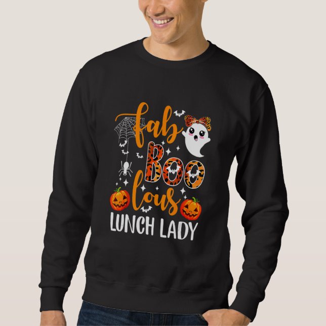 Leopard Fab Boo Lous Lunch Lady Team Teacher Hallo Sweatshirt (Front)
