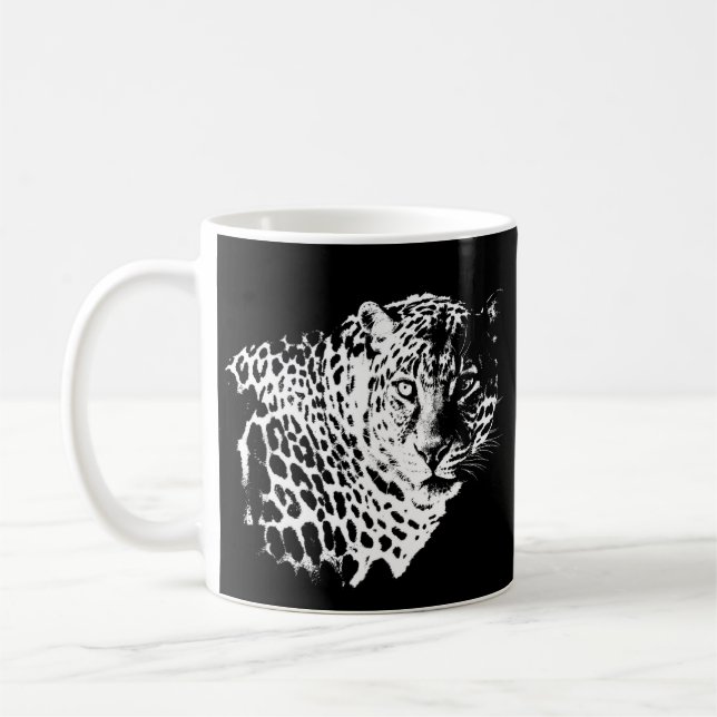Leopard Face Animals Pop Art Template Trendy Coffee Mug (Left)