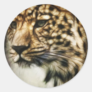 Leopard face classic round sticker