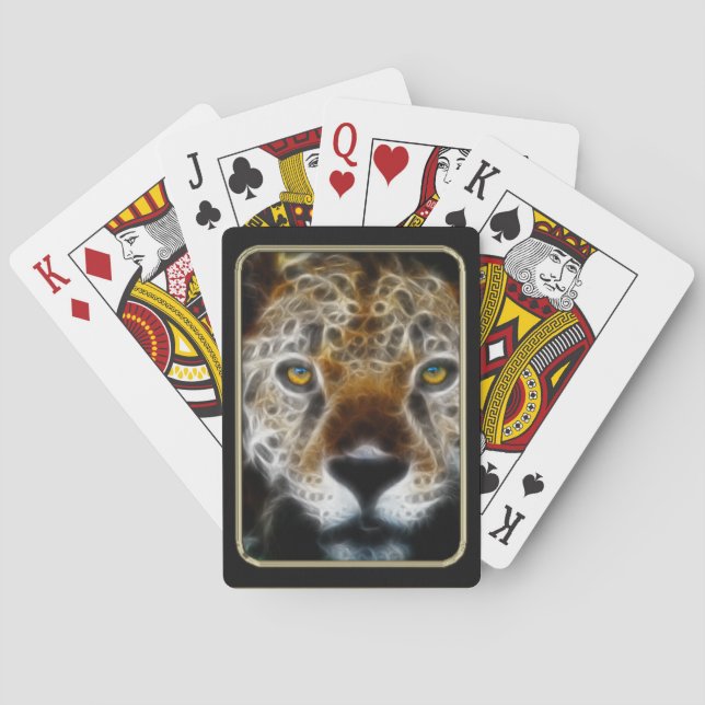 Leopard Face Fractal Art Playing Cards (Back)