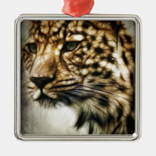 Leopard face metal tree decoration