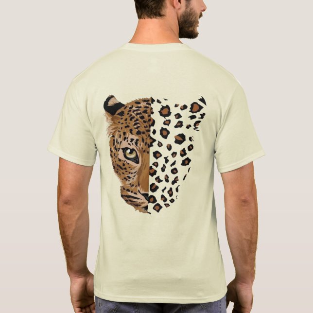 Leopard Face & Print Split T-Shirt | Wild Animal  (Back)