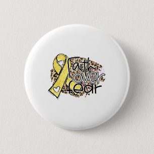 Leopard Faith Over Fear Childhood Cancer Awareness 6 Cm Round Badge