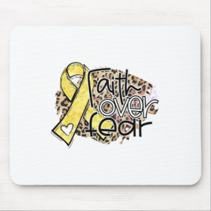 Leopard Faith Over Fear Childhood Cancer Awareness Mouse Pad