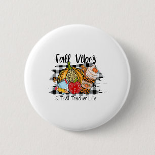 Leopard Fall Autumn Vibes Thankful Teacher Life Th 6 Cm Round Badge