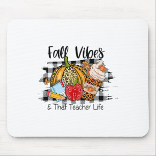 Leopard Fall Autumn Vibes Thankful Teacher Life Th Mouse Pad