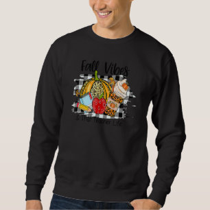 Leopard Fall Autumn Vibes Thankful Teacher Life Th Sweatshirt