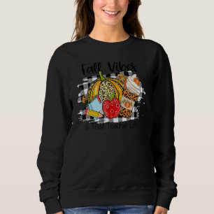 Leopard Fall Autumn Vibes Thankful Teacher Life Th Sweatshirt