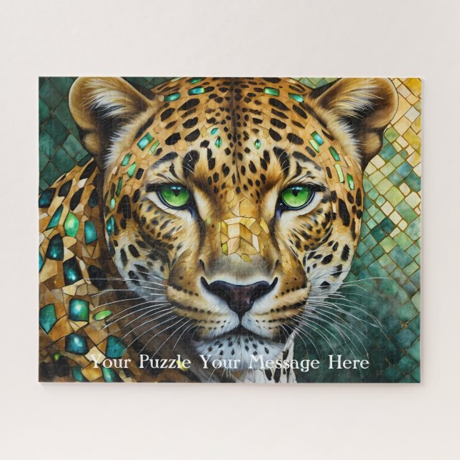 leopard fantasy painting mosaic diamond jigsaw puzzle (Horizontal)
