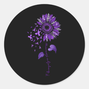 Leopard Fibromyalgia Awareness Purple Ribbon Classic Round Sticker
