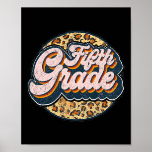 Leopard Fifth Teacher Cute 5th Grade Back to Schoo Poster