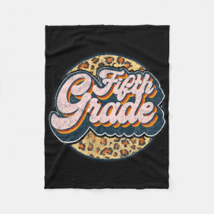 Leopard Fifth Teacher Cute 5th Grade Ck To School Fleece Blanket