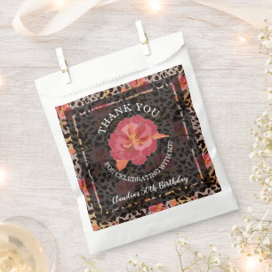 Leopard Floral Birthday Thank You Favour Bag