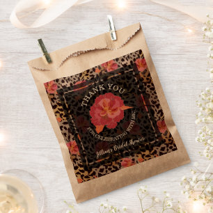 Leopard Floral Bridal Shower Thank You Favour Bag
