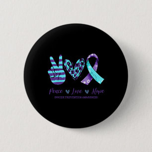 Leopard Floral Ribbon Peace Love Hope Suicide Prev 6 Cm Round Badge