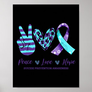 Leopard Floral Ribbon Peace Love Hope Suicide Prev Poster