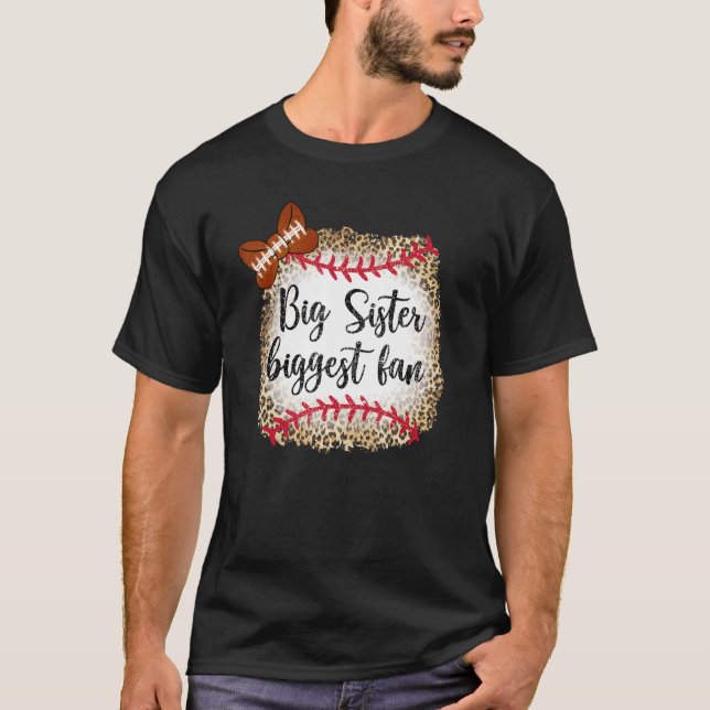 Leopard Football Big Sister Biggest Fan Game Day T T-Shirt (Front)