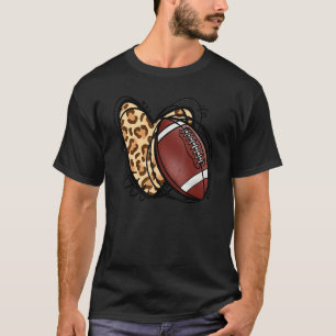 Leopard Football Love Heart Football  Football Sea T-Shirt