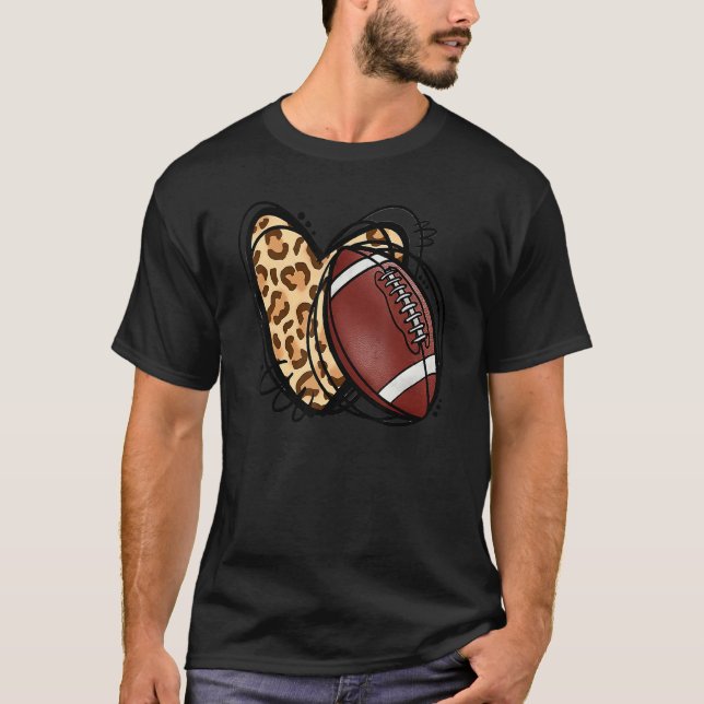 Leopard Football Love Heart Football  Football Sea T-Shirt (Front)