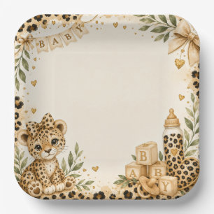 Leopard for Baby Shower Paper Plate