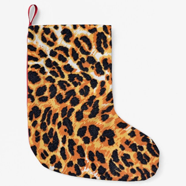 leopard fur as backgroundleopard,pattern,print,ski small christmas stocking (Front)
