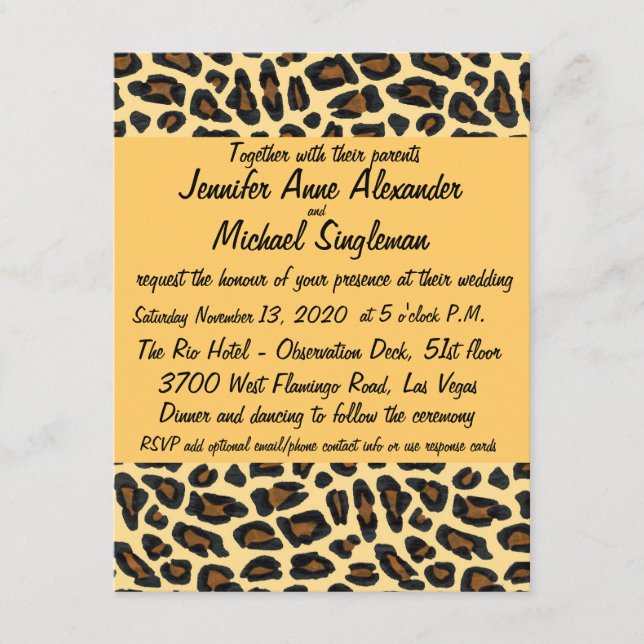 Leopard Fur  Contemporary Wedding Enclosure Card (Front)