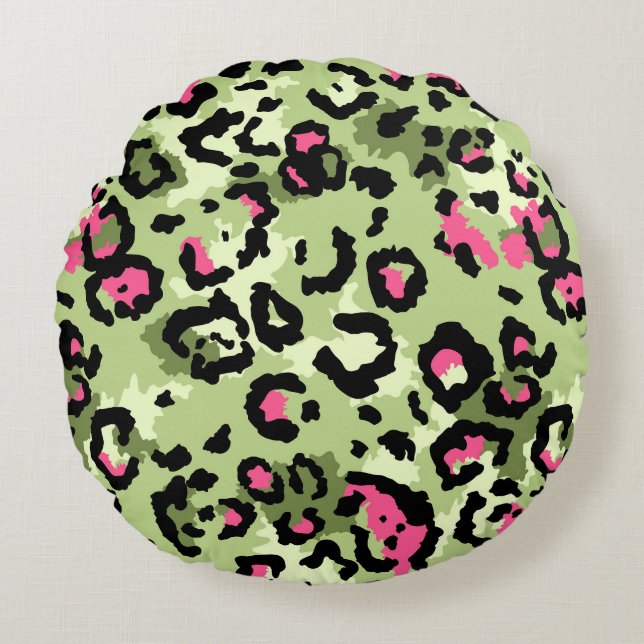 Leopard fur, fashionable seamless pattern. round cushion (Front)