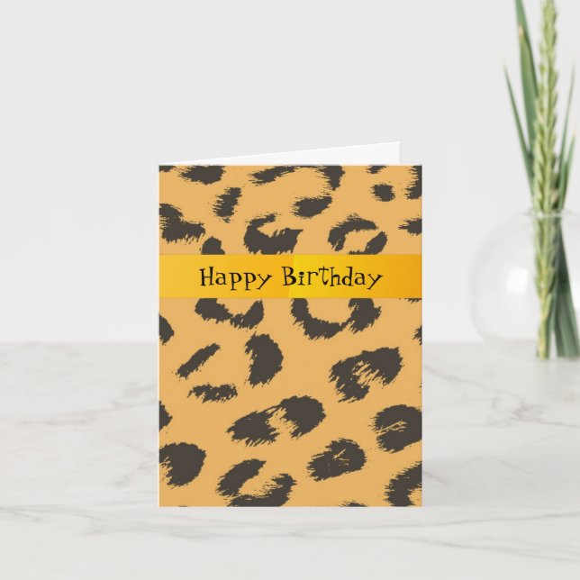Leopard Fur Pattern Birthday Card (Front)