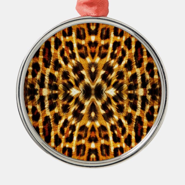 Leopard Fur Pattern Metal Ornament (Front)